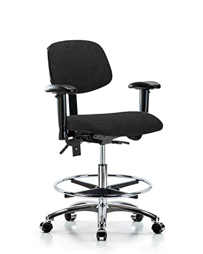 LabTech sjedeća LT42098 stolica sa srednjom klupom, tkanina, hromirana baza / prsten za ruke/stopala/Kotačići,