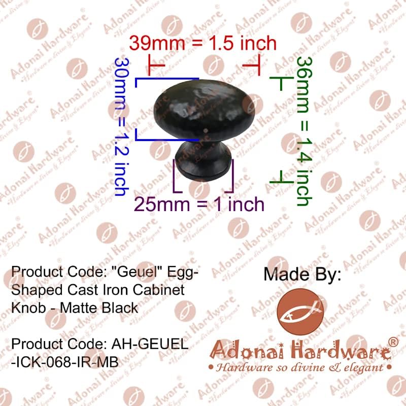 Adonai Hardware Gruel u obliku jaje u obliku gvožde u obliku jaja - mat crna
