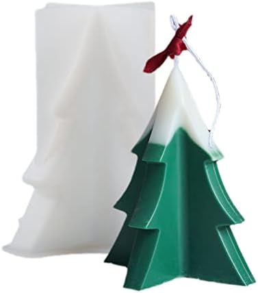 Topys Božićno drvsko silikonsko kalup za svijeće, DIY 3D geometrijski kalupi, kristalno epoksidna smola aromaterapija