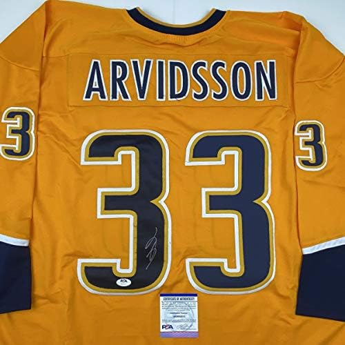 Potpisan / potpisan Viktor Arvidsson Nashville Žuti hokejaški dres PSA / DNK COA