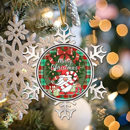 Božićni bivoli plairani gnome bijeli pahuljicama vijenac of ruža Snowflake ukrasi Xmas Dekoracija stabla Tradicionalni