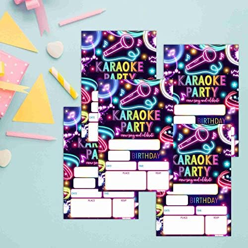 Axamdam Karaoke Strana rođendanske kartice, Neon Glow pjevanje glazbenih stranačkih poziva za dječje