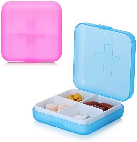 kwmobile kutija za pilule sa 4 pretinca-kutija za pilule Organizator pilula kontejner za pilule 2-1/2 x 2-1