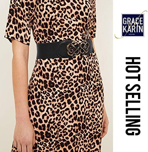 Grace Karin žene rastezanje vintage haljina kaiš elastični struk Cinch remen CL413