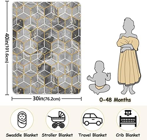 Swaddle pokrivač mramora heksagon tekstura zlatni pamučni pokrivač za dojenčad, primanje pokrivača,