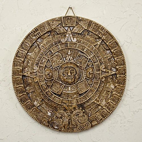 NOVICA Svijetlosmeđa arheološka tema keramička Advent Calendar plaketa, med Aztec Sun Stone'