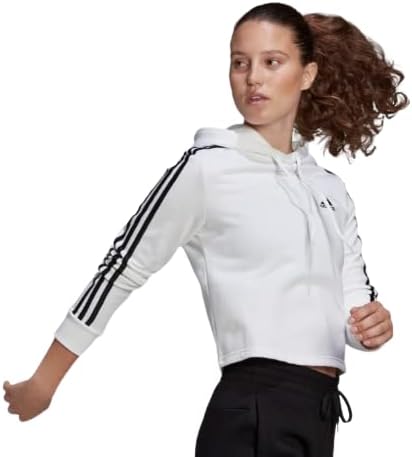 Adidas ženske esencijane 3-pruge obrezane kapuljače Bijela / crna veličina XL