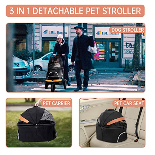 Nahofi kolica za pse za srednje male pse, 3in1 kolica sa palicama sa palicama za kućne ljubimce mačka jogger