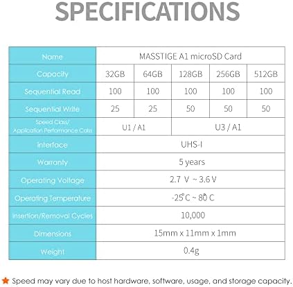 TCELL MASSTIGE 128GB microSDXC memorijska kartica sa adapterom - A1, UHS-I U3, V30, 4k, Micro