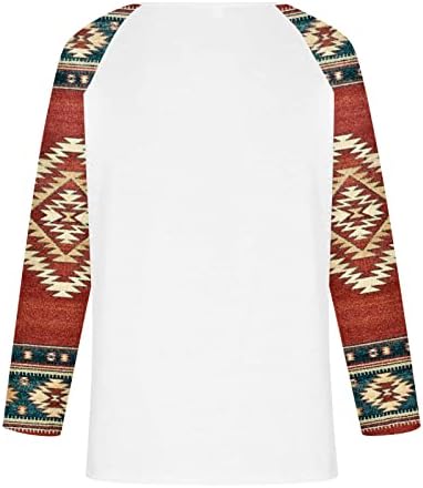 Plus Size Zipper Shirts ženski Dugi rukav pulover Vintage štampani labavi pulover Zapadni Aztečki etnički