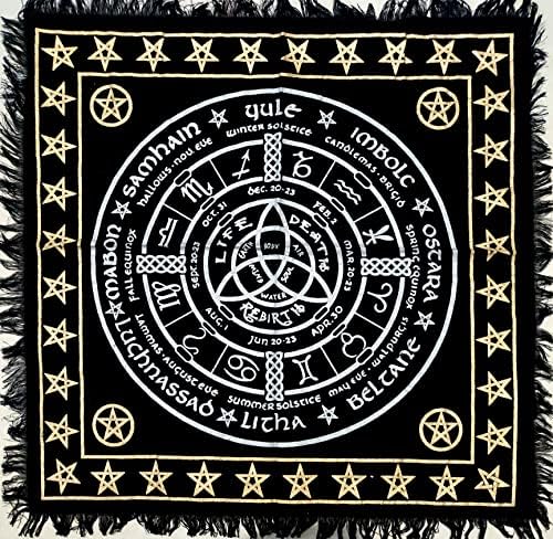 Oltarsko platno Pagan Wheel Witchcraft Alter Tarot rašireno gornje platno Wiccan Square duhovno 18 po