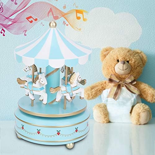 Caruel Music Box, Merry-Go-okrugla Musical Box sa 4 konja Dječji rođendan Rođendulozni poklon Dekoracija