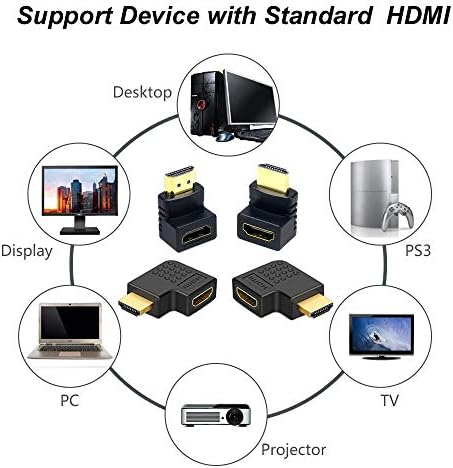 Aontoky 6pack 3D i 4K HDMI pod uglom Adapter Combo 4 kom 90 I 270 stepen 2 kom vertikalni stan lijevo
