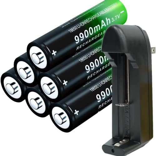 6pcs 1￵8￵6￵50 Punjiva baterija￵y 9900mAh W￵i￵th18650 punjač za baterije, univerzalni punjač za 18650