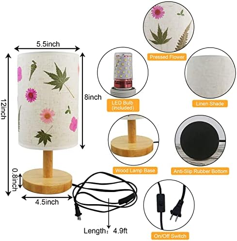 Acmee Noćna lampa - prešana svjetiljka za cvijeće, LED stočna svjetiljka sa 3 boje podesiva stolna svjetiljka