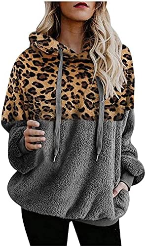 Leopard Print ženski džemper s kapuljačom meka pamuk gradijent boja dukserice bluza je labav na