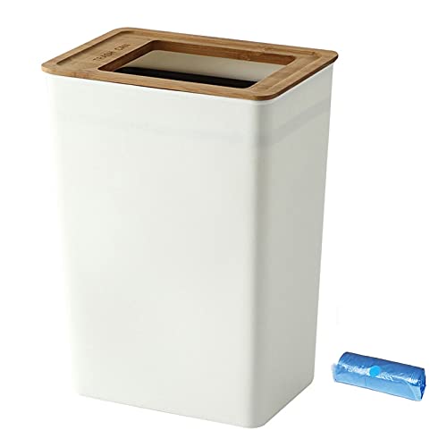 Doxiglobal tanka plastična kamena s besplatnim vrećicama za smeće sa drvenim poklopcem pravokutni otpadni kantu