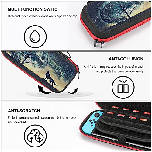 Fantasy Howling Wolf And Tree Storage Case for Switch Game Console and Accessories, putna torba za nošenje