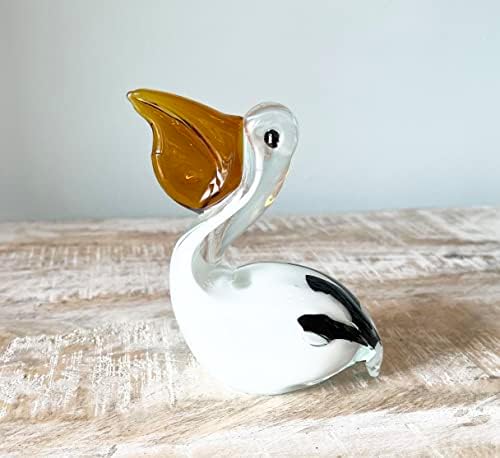 Staklena pelikanska skulptura figurine - puhana stola samostojeća plaža nautička umjetnost - Kolekcionarni,