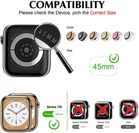 Bling Vodootporni futrole Kompatibilan je za Apple Watch 45 mm Series 8/7 Zaštitnik zaslona, ​​prednje