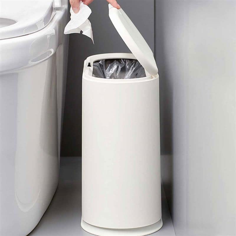 Uxzdx tanka plastična kanta za smeće sa gornjim poklopcem, Bijela kanta za smeće za kupatilo, dnevni