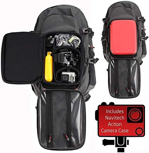 Navitech action backpack i crvena kutija za pohranu sa integriranim remenom prsa - kompatibilan sa DJI osmoom