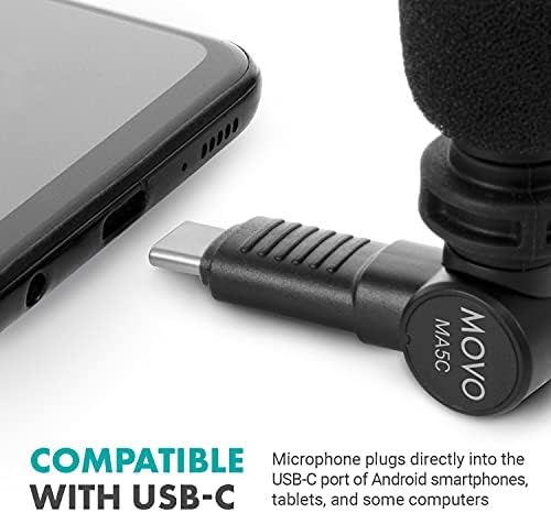 MOVO MA5C Vanjski USB C mikrofon za Type-C uređaje - MIC za iPad Pro, USB-C Android i laptop-Sporedni sačmarić