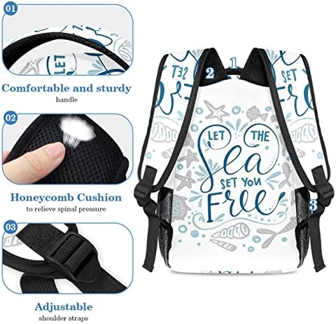Tbouobt putnički ruksak set lagan laptop casual ruksak za žene muškarci, ocean stil kornjača scallop riba