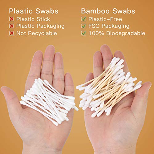 Bambusovi pamučni brisači - 500 brojeva s bambusovim drvenim četkicama za zube 12 brojeva