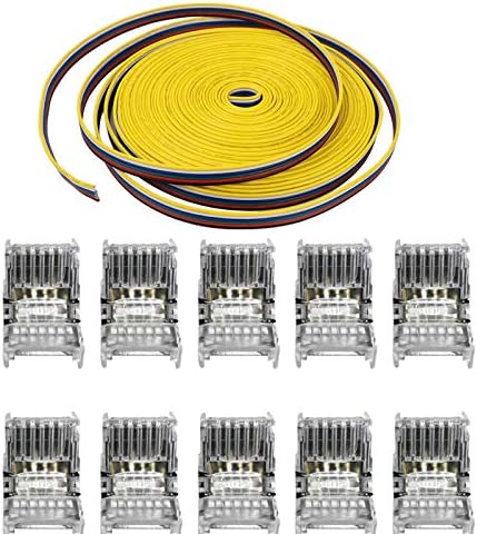 10 paketa 6pin LED konektor za vodootpornu 12mm RGBWW 5050 LED traku za brzu vezu i 16. 4ft5M 22AWG 6 linija