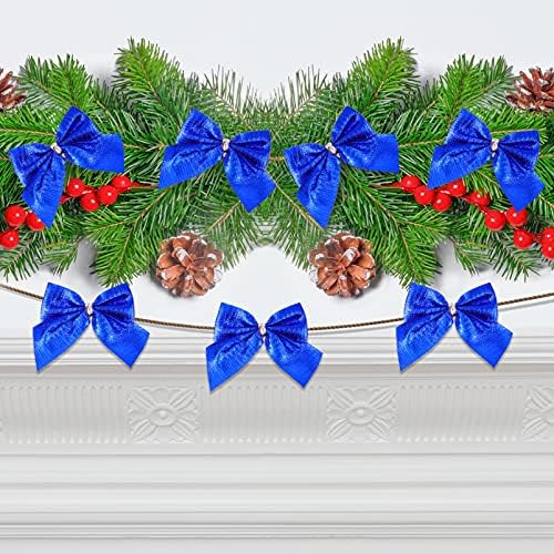 KESYOOOO poklon za omotavanje 60pcs mini božićni lukovi Božićne plave Bowknots plavi ukrasni
