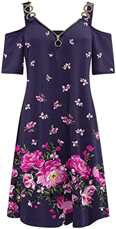 Fragarn Sunkes for Women Plus veličina, moda Žene Ljetni povremeni ležerni print V-izrez Halter Road ramena haljina