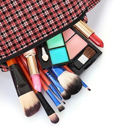 Kozmetičke vrećice za žene, torbe torbice za šminkere za skladištenje šminke za makeupe Girls, rustikalni houndstooth