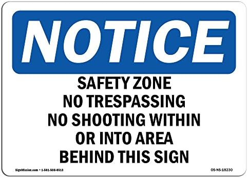 Znakovni znak OSHA - sigurnosna zona bez prevara Nema pucnjave unutar | Kruti plastični znak | Zaštitite