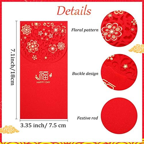 20 komada crvene koverte kineska Nova Godina 2023 Spring Festival džepne crvene koverte Hongbao,