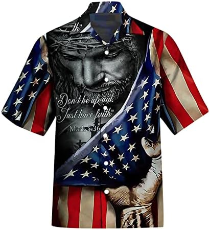 2023 Nova muška košulja Ljeto 3D Ispis Neovisnosti Dan Američka zastava Casual Dugme za kratke rukave Tan