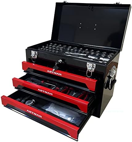 Podešavanje alata i mehanički alat set sa ručkom i 3-ladicama Heavy Duty Metal Box - 339 komadni setovi