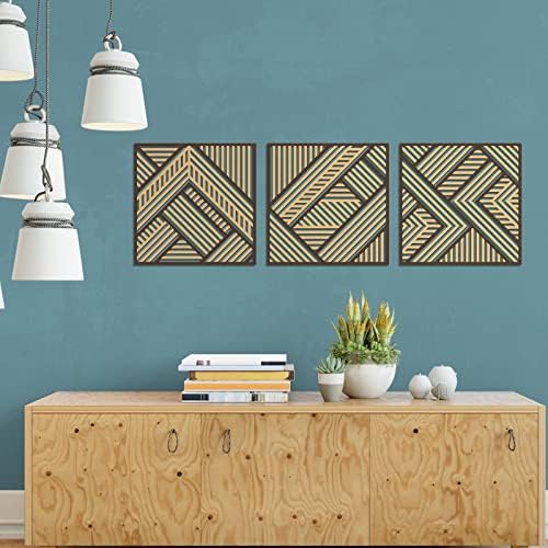 Tatuo 3 kom. Geometrijski drveni zid umjetnost, modernog ukrašenog drvenog dizajna zidnog dekora, viseći