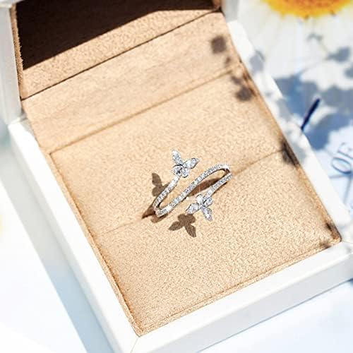 2023 Novi dvostruki leptir prsten srebrni zircon dijamantni vjenčani prsten nakit za poklone za žene