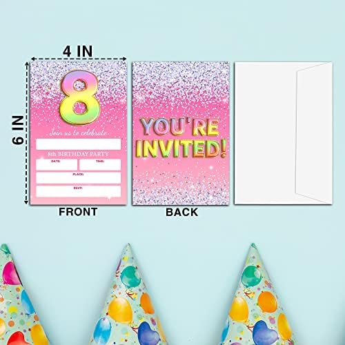 Karte za rođendan 8. rođendana - ružičasti rođendan za djevojčice / dječake - dječja balona ispunjavaju