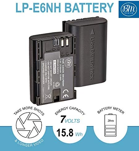 BM Premium baterija za CANON EOS R5, EOS R5C, EOS R6, EOS R6 II Digital Camera - uključuje QTY 1 LP-E6NH bateriju