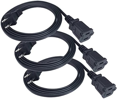 5FT produžni kabel, unutarnji / vanjski produžni kabel crni, 18AWG mali kratki 2 kabela za napajanje,