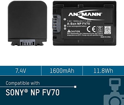 Ansmann 1400-0007 7.4 Volt A-Son NPFV70 1600mAh litijumska zamjenska baterija za Sony NP FV 70