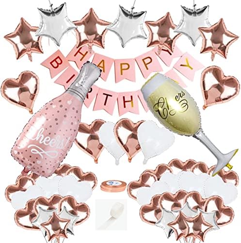 Coshehkg 42pcs Rosegold Heart Balloons Kit, Balloni šampanjca 40in za žene Pink Foilballoons Dekoracije,