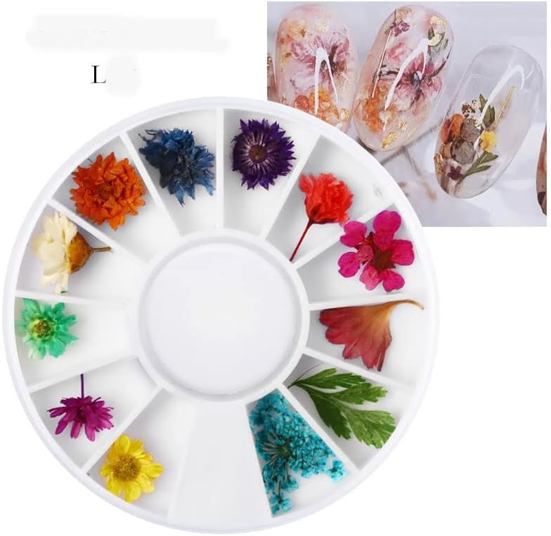 12 stil sušenog cvijeća ukrasi za nokte prirodne cvjetne suncokretove naljepnice 3d nail Art dizajn
