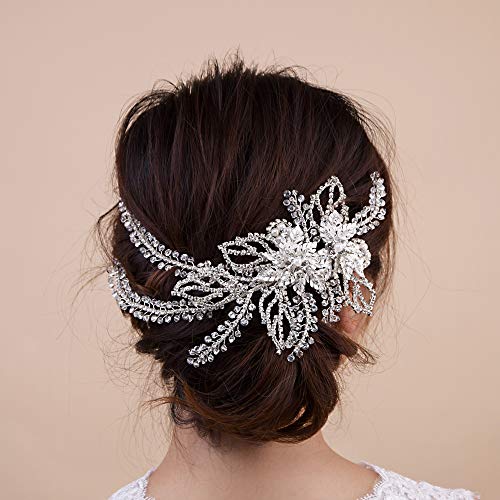 LOVFOIVER dijelovi za vjenčanu glavu kristalne mladenke za kosu ženske ručno izrađene svadbene vještačke vještačke