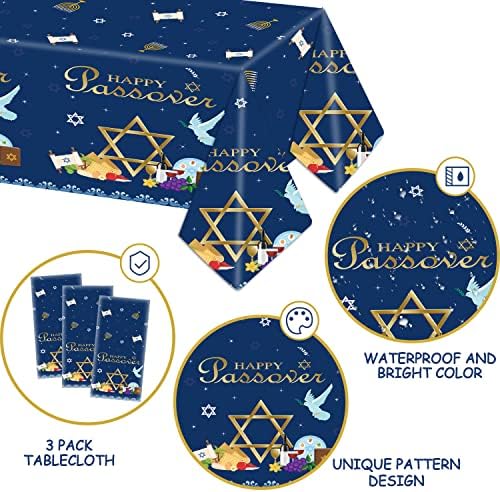 3pack Happy Pashacloth Stolcloth, PASSOVO židovski vjerski stolnjak za pasove zabavu za zabavu za