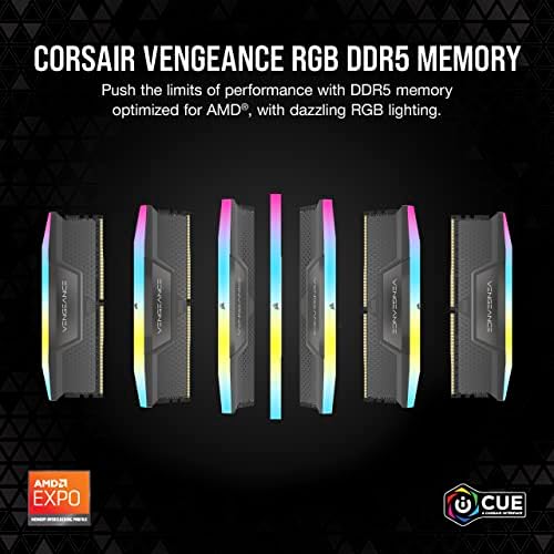 CORSAIR VENGEANCE RGB DDR5 RAM 32GB DDR5 6000MHz C36-36-36-76 1.35 V AMD optimizirana memorija računara Crna