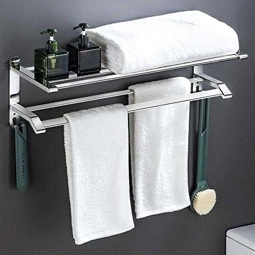 Stalak za ručnik, zidni nosač za tuširanje Organizator ručnika od nehrđajućeg čelika, polica za kupatilo, dvostruka