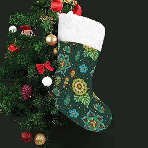 Šareni cvjetni ukrasi Božićne čarape Xmas Tree Kamin Viseći čarape s kratkim ukrasom plišanih manžeta